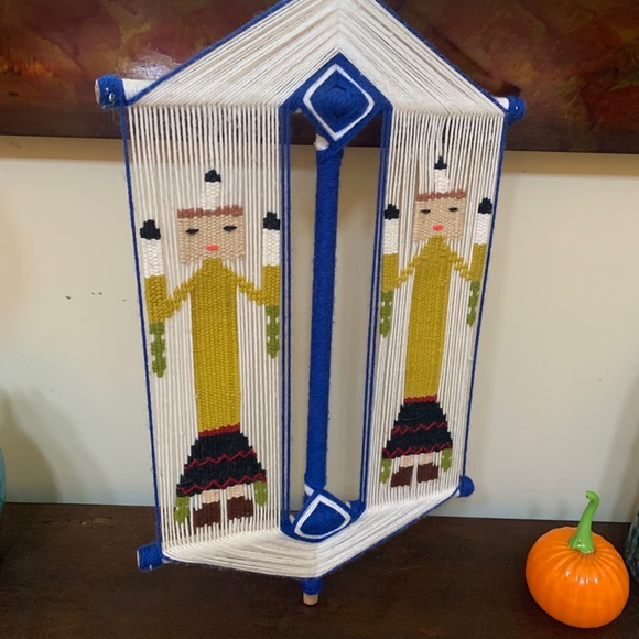 VTG Navajo Yei  Madala Gods Textile Fiber Wall Art 20" Beautiful colors - Picture 10 of 13